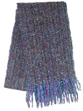 Mucros Weavers mohair wool blend purple pink blue boucle scarf Made in Ireland
